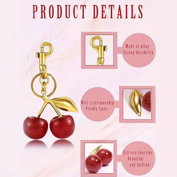 Cherry-Shaped Resin keychain 🍒 - Picture 5 of 7